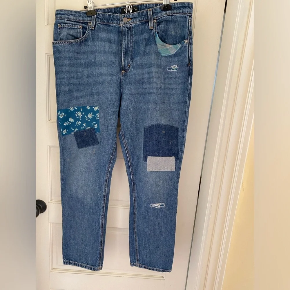 Lauren Ralph Lauren 100% Cotton Patchwork Boyfriend Jean Size 14